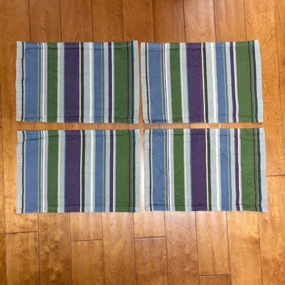Crate & Barrel Placemats Set of 4 100% Cotton Terrance‎ Stripe Made in India
